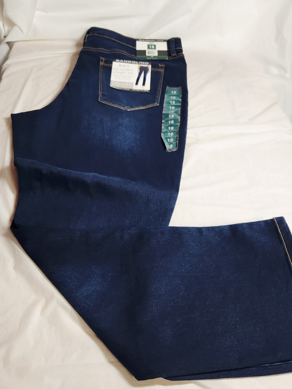 Bandolino Amy Dark Blue Straight Leg Jeans. Sz 18 NWT
